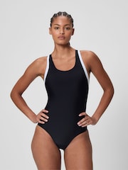Speedo Black Colourblock Racerback One Piece Swimsuits - Image 1 of 5