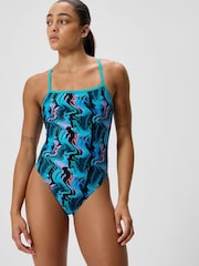 Speedo Printed Web Back Swimsuit - 圖片 1/4
