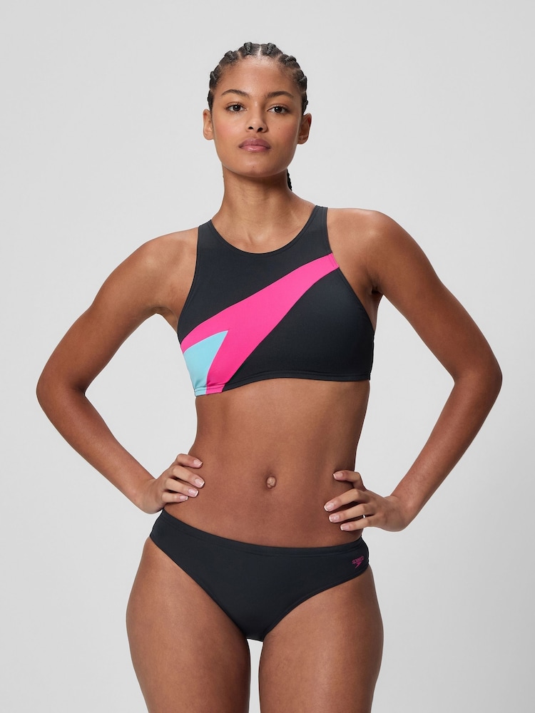 Speedo Black Hyperboom Butterfly Back Bikini Top - Image 1 of 7