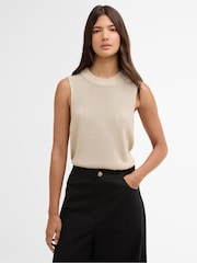 Barbour International Cream Valencia Knitted Vest - Image 1 of 8