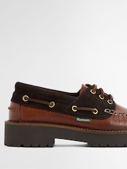Barbour® Tan Brown Darras Leather Cord Boat Shoes - Image 11 of 13
