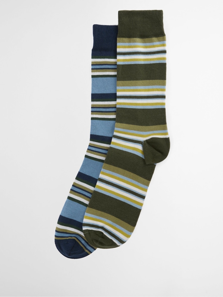 Barbour® Blue Summer Stripe Socks 2 Pack - Image 1 of 5