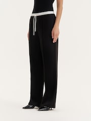 4th & Reckless Black Contrast Waistband Straight Leg Trousers - Image 1 of 6
