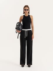 4th & Reckless Black Contrast Waistband Straight Leg Trousers - Image 3 of 6