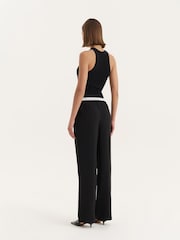 4th & Reckless Black Contrast Waistband Straight Leg Trousers - Image 4 of 6