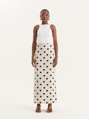 4th & Reckless Cream Polka Dot Printed Linen Blend Maxi Skirt - Image 2 of 7