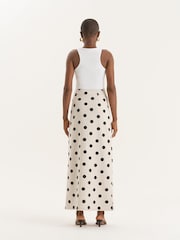 4th & Reckless Cream Polka Dot Printed Linen Blend Maxi Skirt - Image 3 of 7