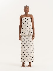 4th & Reckless Cream Polka Dot Printed Linen Blend Maxi Skirt - Image 4 of 7