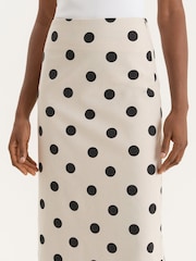 4th & Reckless Cream Polka Dot Printed Linen Blend Maxi Skirt - Image 5 of 7
