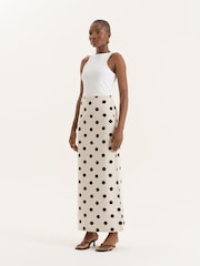 4th & Reckless Cream Polka Dot Printed Linen Blend Maxi Skirt - Image 6 of 7