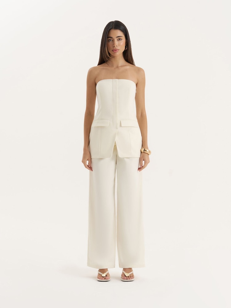4th & Reckless Cream Buttercream Tailored Straight Leg Trousers - Image 1 of 6