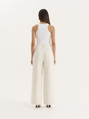 4th & Reckless Cream Buttercream Tailored Straight Leg Trousers - Image 2 of 6
