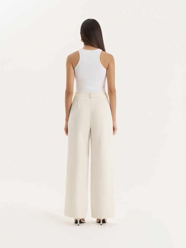 4th & Reckless Cream Buttercream Tailored Straight Leg Trousers - Image 2 of 6