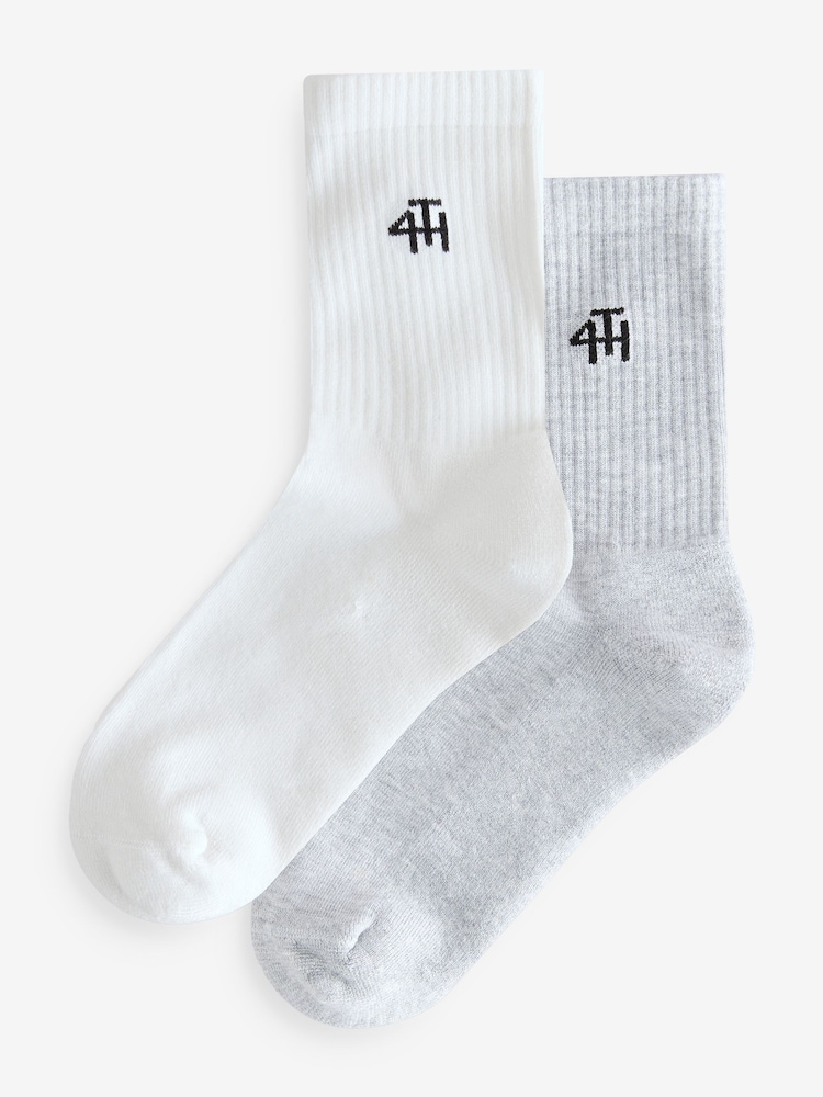 4th & Reckless White Multipack Branded Socks 2 PACK - Image 1 of 6