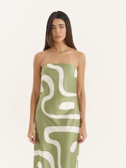 4th & Reckless Green Abstract Print Bandeau Satin Maxi Dress - Image 1 of 5