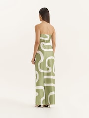 4th & Reckless Green Abstract Print Bandeau Satin Maxi Dress - Image 2 of 5