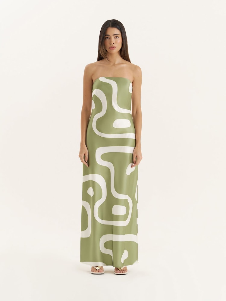 green abstract print plisse strappy maxi dress Green Abstract Print Plisse Strappy Maxi Dress, Brand