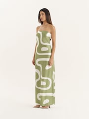 4th & Reckless Green Abstract Print Bandeau Satin Maxi Dress - Image 5 of 5