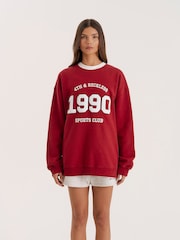 4th & Reckless Red Contrast Trim Slogan Classic Longline Sweatshirt - Image 1 of 6