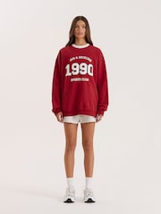 4th & Reckless Red Contrast Trim Slogan Classic Longline Sweatshirt - Image 2 of 6