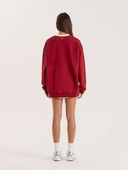 4th & Reckless Red Contrast Trim Slogan Classic Longline Sweatshirt - Image 3 of 6