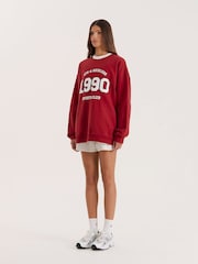 4th & Reckless Red Contrast Trim Slogan Classic Longline Sweatshirt - Image 4 of 6