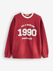 4th & Reckless Red Contrast Trim Slogan Classic Longline Sweatshirt - Image 6 of 6