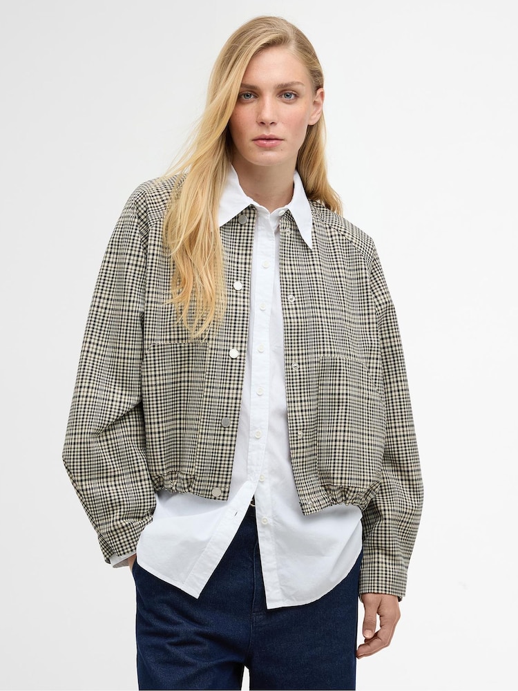 Barbour® Green Leyburn Check Showerproof Bomber Jacket - Image 1 of 7 Barbour® Green Leyburn Check Showerproof Bomber Jacket - Image 1 of 7