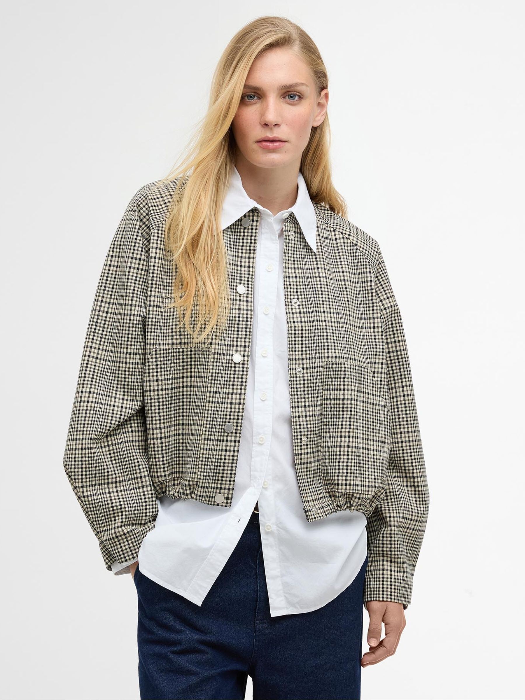 Buy Barbour® Green Leyburn Check Showerproof Bomber Jacket from