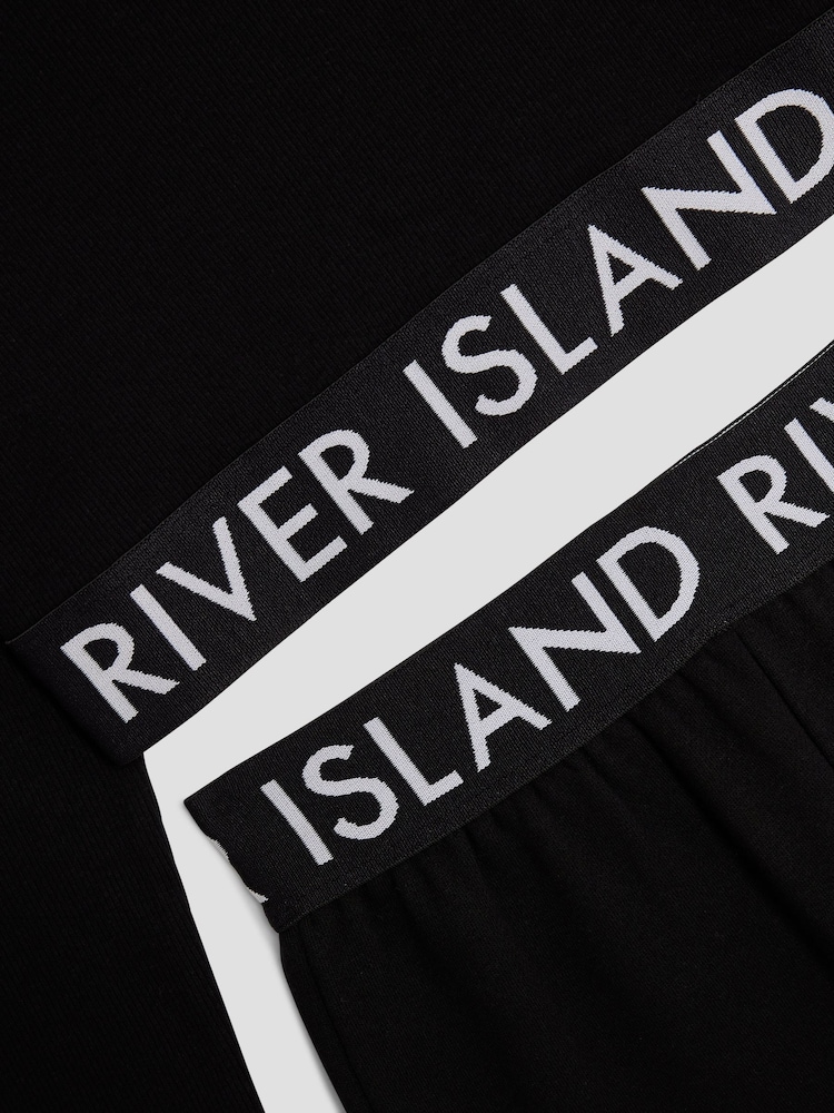 River Island Black Waistband Top and Joggers Set - Image 1 of 8