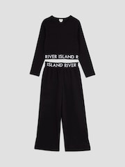 River Island Black Waistband Top and Joggers Set - Image 4 of 8