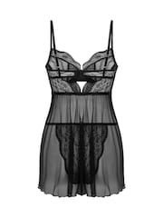 Hunkemoller Isabelle Black Babydoll Set - Image 5 of 5