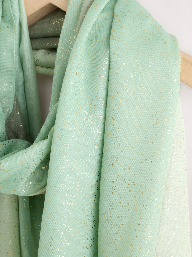 散落的鼠尾草绿色箔 - 轻便围巾 - 7的图像7｝