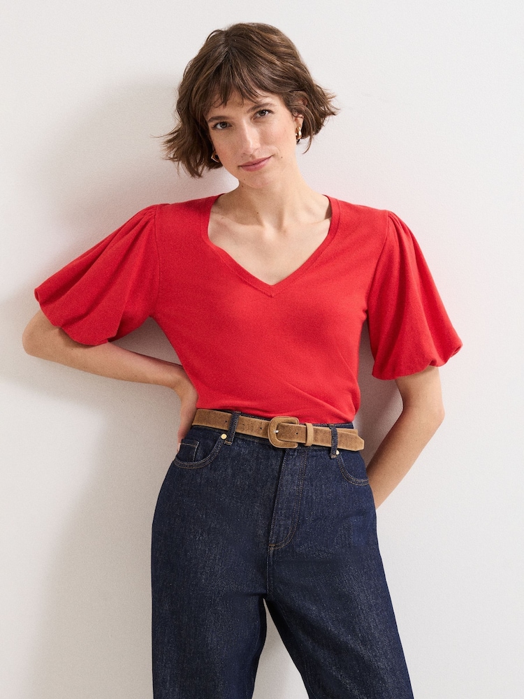 Phase Eight Red Courtney V-Neck Top - Image 1 of 6