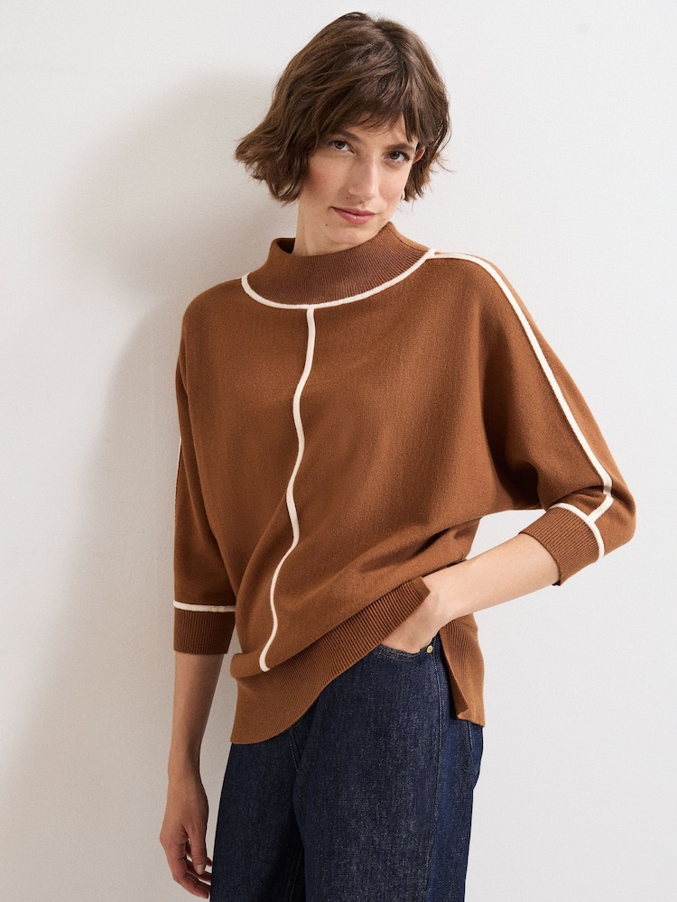 Phase Eight Brown Hallie Tipped Jumper - Image 1 of 6 Phase Eight Brown Hallie Tipped Jumper - Image 1 of 6