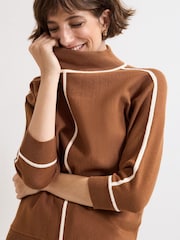 Phase Eight Brown Hallie Tipped Jumper - Image 5 of 6