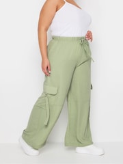 Yours Curve Green Twill Cargo Trousers - Image 1 of 5