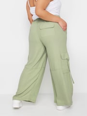 Yours Curve Green Twill Cargo Trousers - Image 4 of 5
