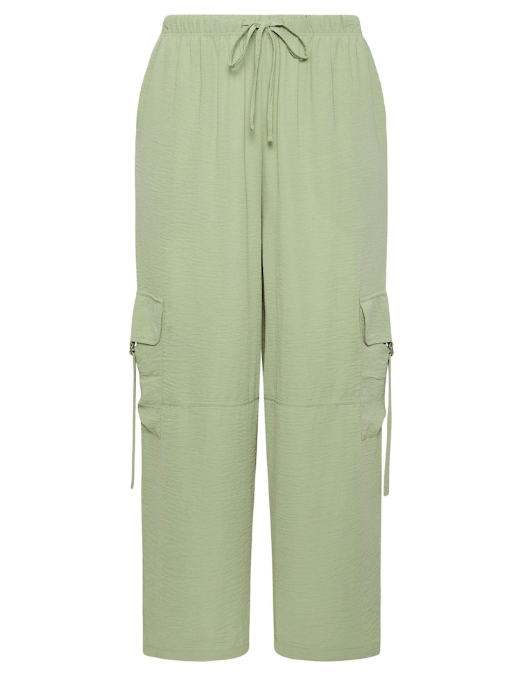 Yours Curve Green Twill Cargo Trousers - Image 5 of 5
