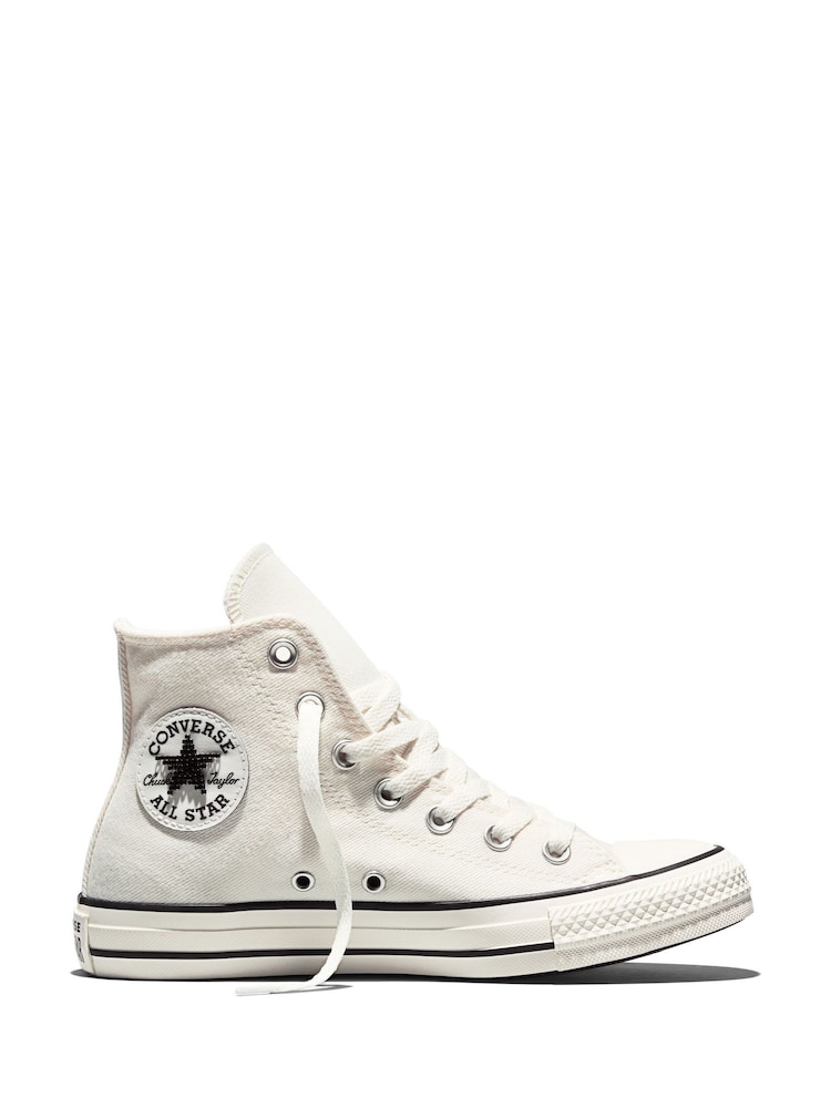 Converse Cream Chuck Taylor Beads High Trainers - Image 2 of 8