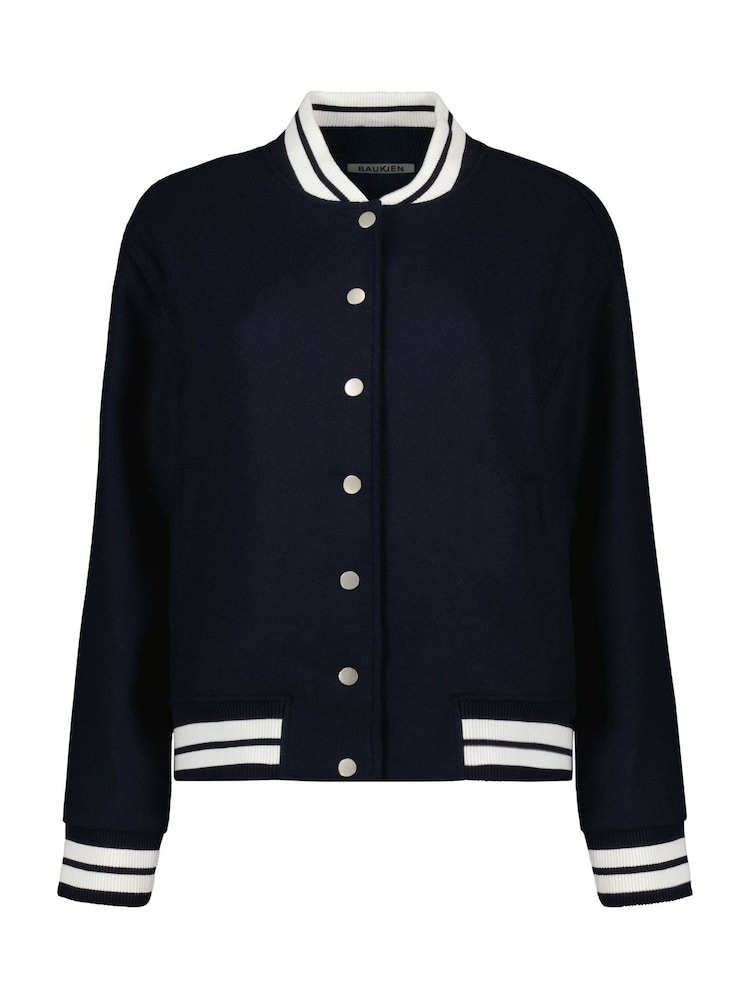 Baukjen Blue Terri Wool Blend Bomber Classic Jacket - Image 5 of 5