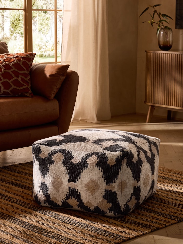 Woven Ikat Sqaure Pouffe - 3суретінің 1 суреті