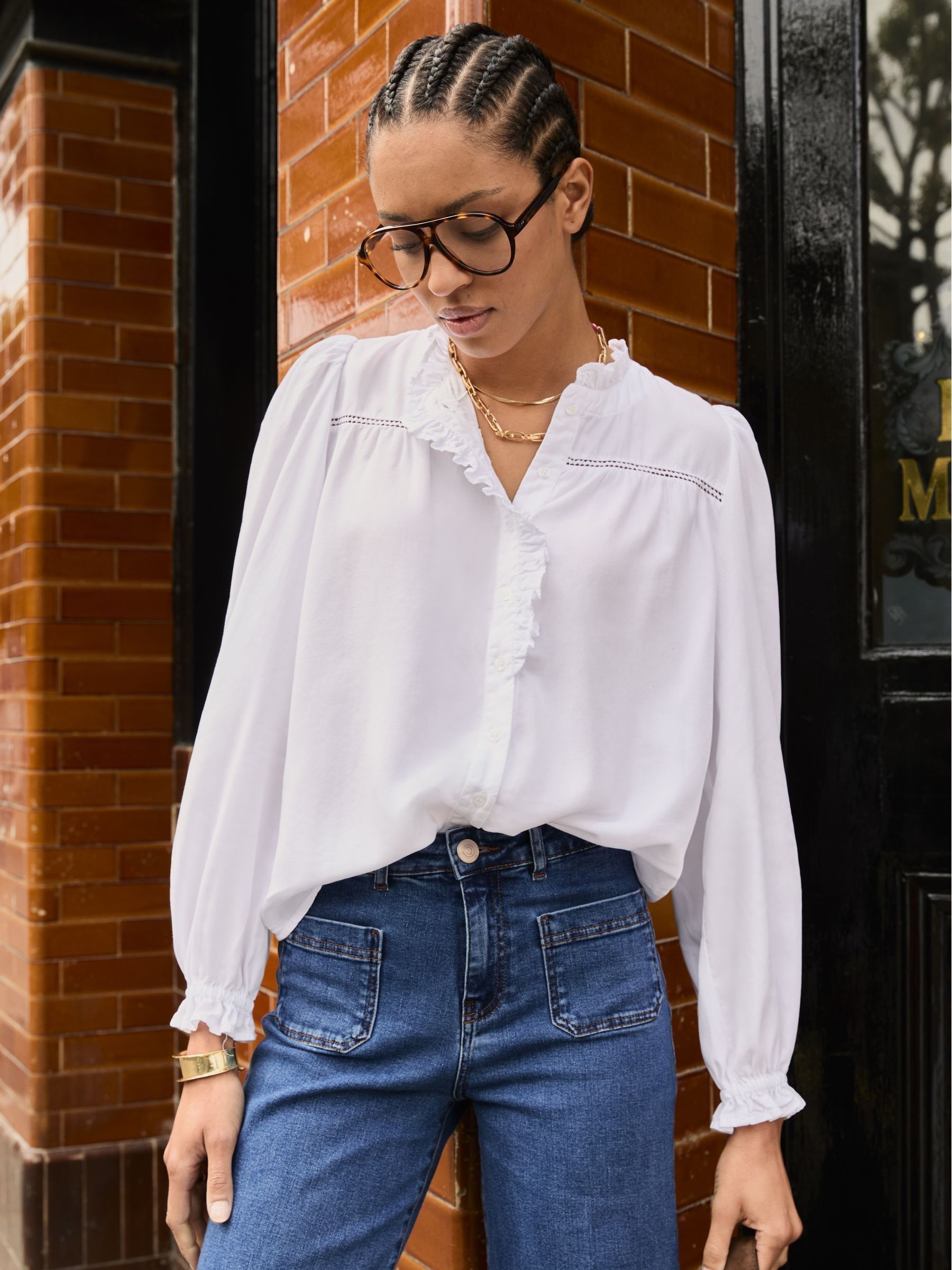 Baukjen Estela Broderie Detail White Blouse