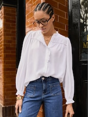 Baukjen Estela Broderie Detail White Blouse - Image 1 of 5