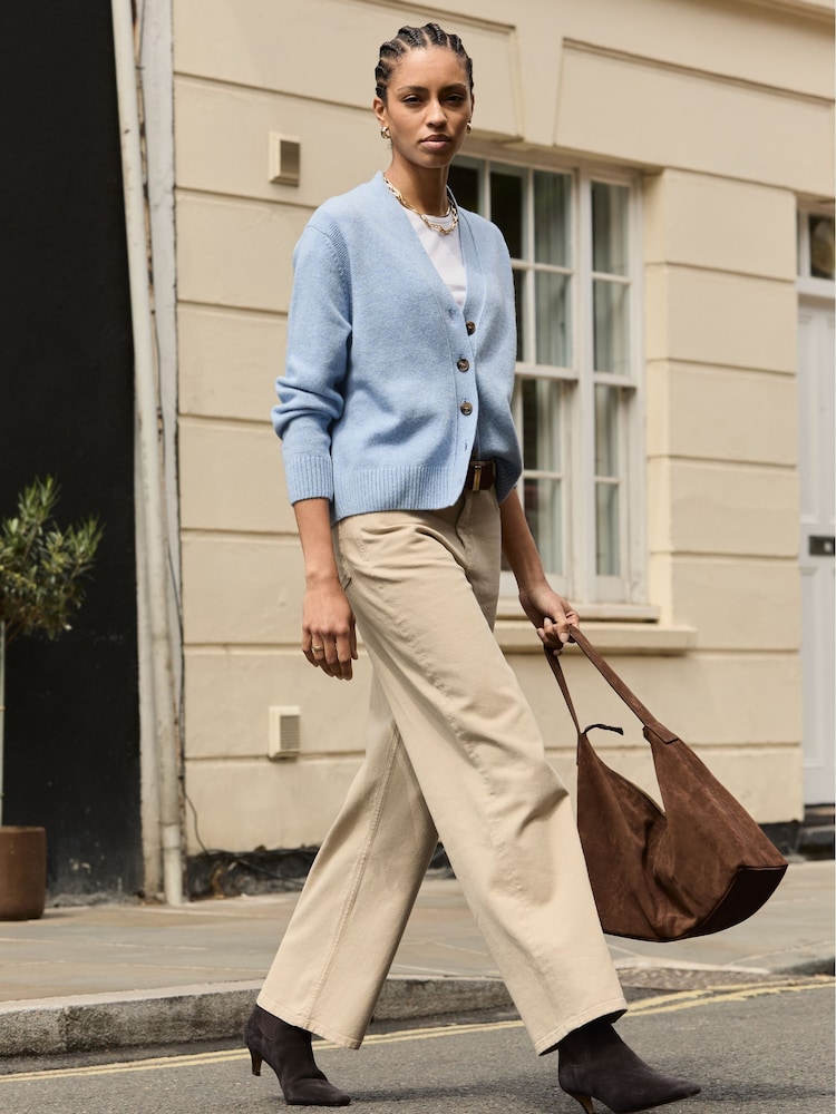 Baukjen Celine V-Neck Wool Blend Cardigan Light Blue - Image 2 of 4