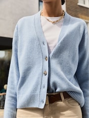 Baukjen Celine V-Neck Wool Blend Cardigan Light Blue - Image 3 of 4