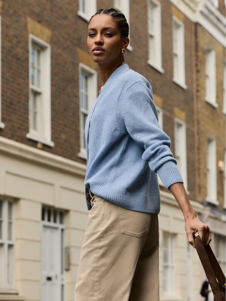 Baukjen Celine V-Neck Wool Blend Cardigan Light Blue - Image 4 of 4