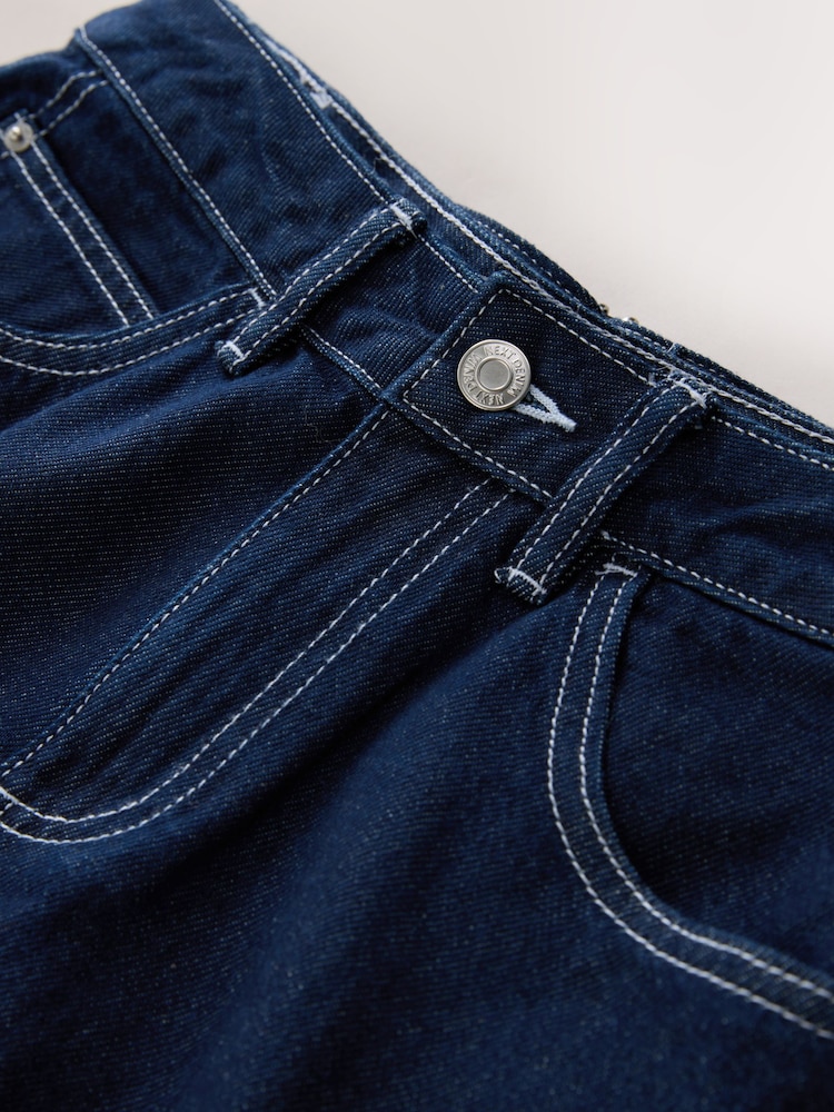 Rinse Blue Boyfriend Hourglass Wide Leg Mid Rise Turn Up Jeans - Image 2 of 3 Rinse Blue Boyfriend Hourglass Wide Leg Mid Rise Turn Up Jeans - Image 2 of 3