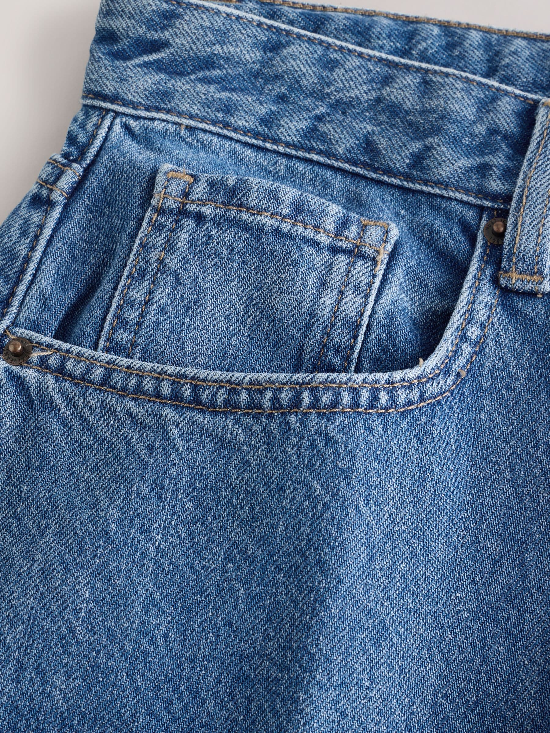 Buy Mid Blue Floral Embroidered Hourglass Wide Leg Denim Jeans