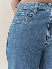 Embroidered Mid Blue Denim Hourglass Wide Leg Jeans - Image 5 of 7